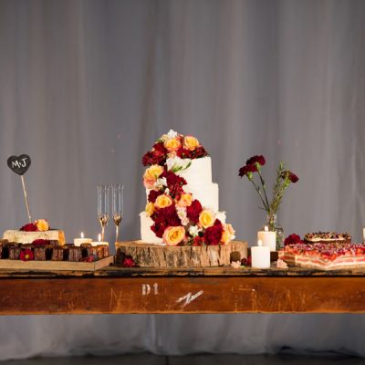 Wedding cake and dessert table