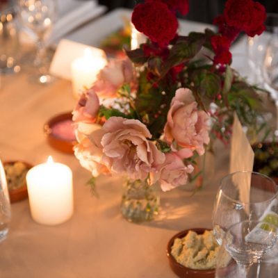 Wedding flower arrangement on table