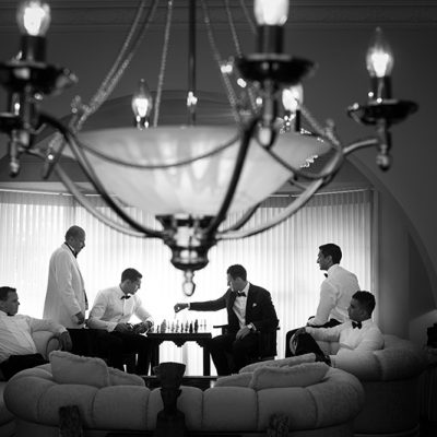 Groomsmen playing chess
